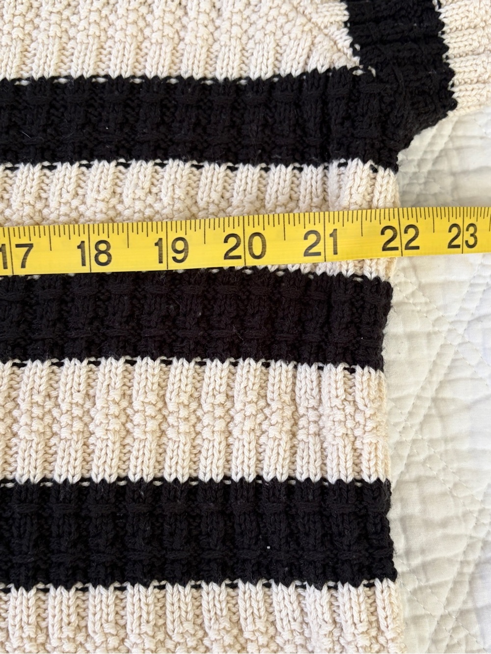 Anthropologie Black and Cream Striped Button-Front Crop Cardigan - Picture 8 of 10